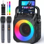 Wowstar Karaoke Maschine Bluetooth mit 2 Mikrofonen, Tragbarer Lautsprecher Box