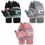 Xialvyu Damen Winterhandschuhe Gefüttert Touchscreen Thermo mit Rentiermuster Outdoor