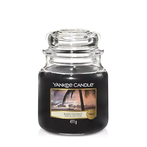 Yankee Candle Duftkerze im Glas Black Coconut Mittlere Größe Brenndauer 75 Stunden