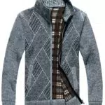 YAOBAOLE Herren Strickjacke Warm Gefüttert Mit Zipper Und Stehkragen