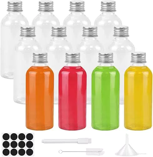 ADERTOS Mini Saftflaschen PET Plastikflaschen Befüllbar mit Trichter Etikett Stift