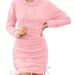 Aottori Hoodiekleid Damen Langarm Sweatshirtkleid Elegant Kapuzenkleid Herbst