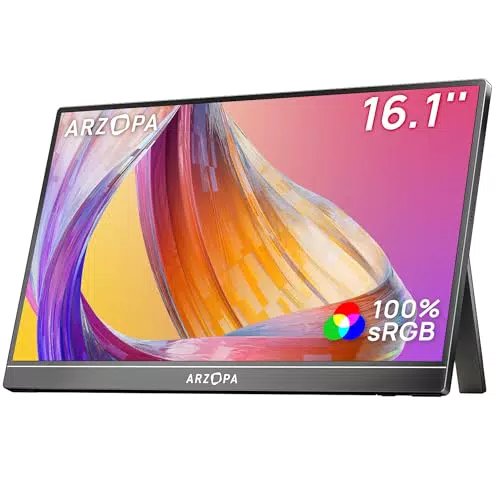 ARZOPA 16.1 Zoll Tragbarer Monitor FHD IPS, HDMI/USB-C, Für Laptop PC Mac Konsole
