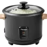 Bestron Reiskocher mit Holzgriffen, 1,8L, Warmhaltefunktion, Messbecher, Löffel