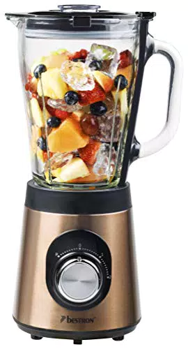 Bestron Standmixer mit 2 Geschwindigkeitsstufen und Pulsfunktion, spülmaschinengeeigneter Behälter, 1,5L
