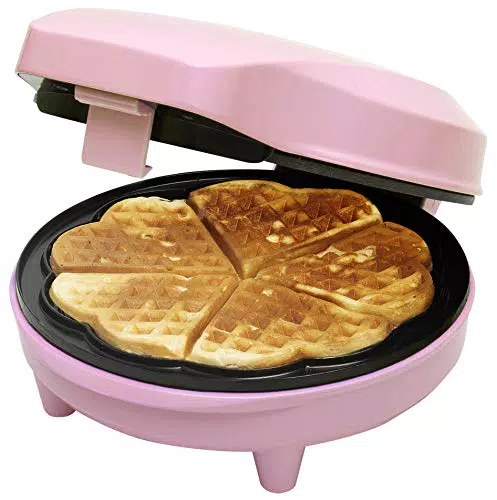 Bestron Waffeleisen für klassische Herzwaffeln, Waffelmaker mit Antihaftbeschichtung für Waffeln in Herzform