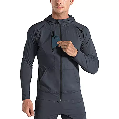 BROKIG Leichte Herren Hoodie - Schnelltrocknende, atmungsaktive Trainingsjacke