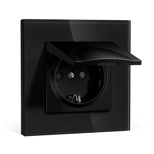 BSEEDLIFE Schuko Steckdose Wasserdicht mit Glasrahmen Unterputz 86x86mm 16A Bad Küche