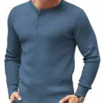 COOFANDY Herren Henley Pullover Strickpullover Langarm Slim Fit Mit Knopfleiste