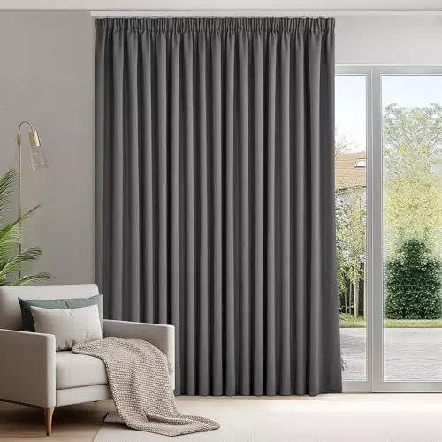 Deconovo Verdunkelungsvorhang mit Kräuselband für Schlafzimmer und Kälteschutz
