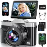 Digitalkamera 4K 64MP mit WLAN, Autofokus, Klappdisplay, Fotokamera für Anfänger