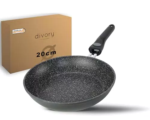 DIVORY Kleine Pfanne Mit Abnehmbarem Griff Für Induktion, Beschichtet Aus Aluminium
