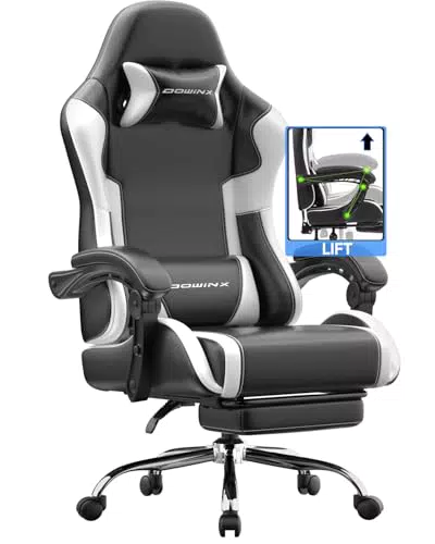 Dowinx Gaming Stuhl Ergonomisch mit Massage, Fußstütze und Verstellbaren Armlehnen