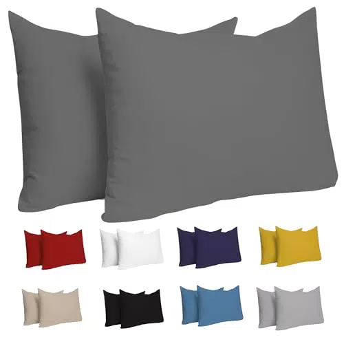 Kissenbezug 40 x 80 - 100% Jersey Baumwolle 150 g/qm Kissenbezüge -Anthrazit - Für Kissen 40 x 80 cm - Kissenhülle - Kissenbezug - Resistent und Hypoallergen - Dreamzie