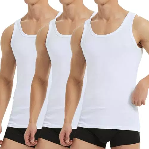Falechay Unterhemd Herren Tank Top Baumwolle Feinripp Ärmellos Muskelshirt