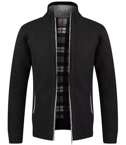GLESTORE Herren Strickjacke Cardigan Trachtenjacke Fleecejacke Winter