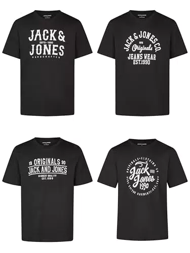 JACK & JONES T-Shirt Herren JJLINO Regular Fit Rundhals Kurzarm Sommermode