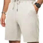 JMIERR Herren Sommer Shorts Textur Casual Locker Elastische Taille Mit 3 Taschen