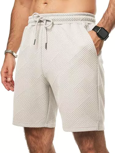 JMIERR Herren Sommer Shorts Textur Casual Locker Elastische Taille Mit 3 Taschen