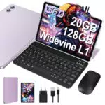 Juedur Android Tablet 10 Zoll, 20GB RAM, 128GB ROM, 5G WiFi, Octa-Core, Tastatur Maus