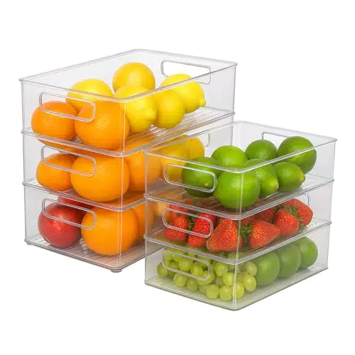 Kelav Kühlschrank Organizer Aufbewahrungsbox Mit Griff Transparent BPA-frei