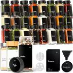 KIVY Salz und Pfeffermühle 2er Set + 8 Wasserfeste Label - Verstellbares Keramikmahlwerk - Gewürzmühle - Pfeffer und Salzmühle für grobes Salz - Chili Mühle Klein - Pfeffer salz Mühlenset
