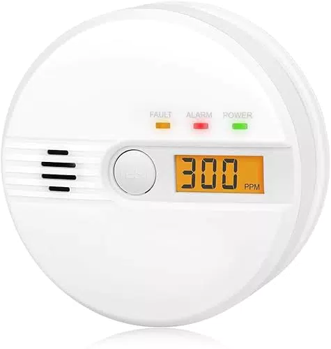 CO Melder LCD Anzeige 85dB Alarm Kohlenmonoxid Warnmelder mit Prüftaste Batteriebetrieb