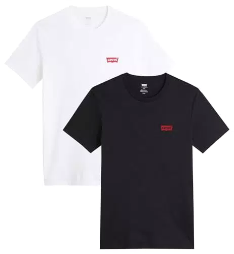 Levi's Herren 2-Pack Crewneck Graphic Tee T-Shirt, Sportswear White/Mineral Black