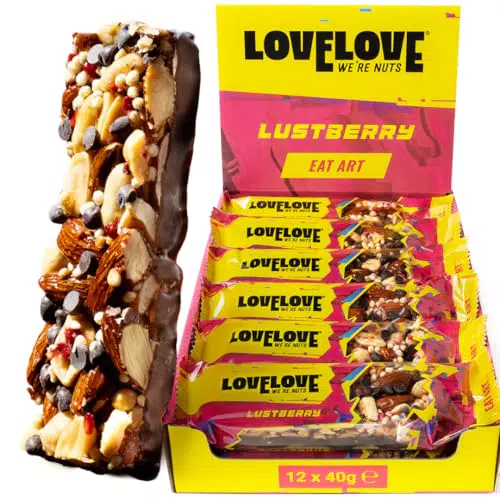 LOVELOVE Dark Dragon Nussriegel Mandeln Zartbitterschokolade Glutenfrei Ballaststoffreich