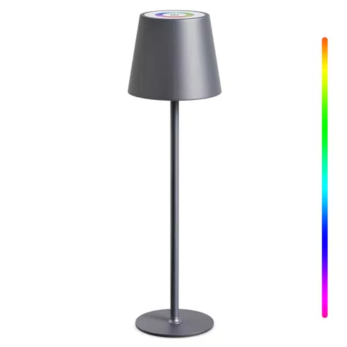 Malux Kabellose LED Tischlampe Dimmbar, Akku, USB-C, Wasserdicht, 8-15h Laufzeit