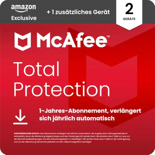 McAfee Total Protection 2026 Virenschutz mit VPN und Identitätsschutz | 1 Jahr Download