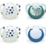 NUK Star Day & Night Babyschnuller 6-18 Monate Beruhigende BPA-freie Silikonschnuller