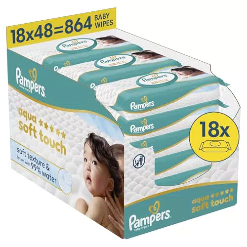 Pampers Aqua Soft Touch Baby Feuchttücher Mit Weicher Textur Und 99% Wasser Lotion