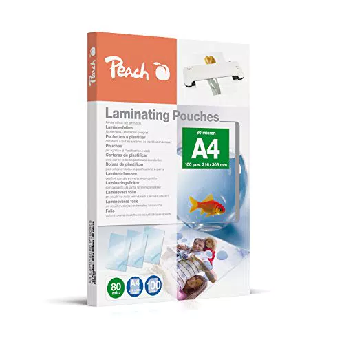 Peach Laminierfolien A4 - 125 mic - 100 pouches - matt - beschreibbar - Premiumqualität für beste Laminierergebnisse - kompatibel mit Geräten aller Markenhersteller - S-PP525-22