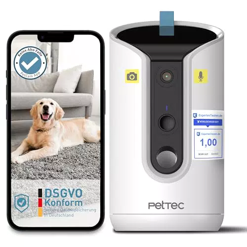 PetTec Haustierkamera 360° mit Futterspender und App-Steuerung für Hunde und Katzen