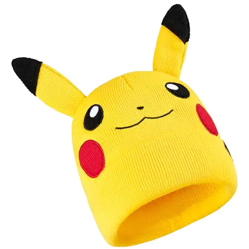 Pokemon Mütze für Jungen, Warme Beanie Wintermütze mit Spruch, Geschenkidee Kinder
