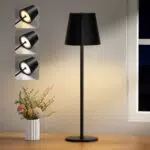 PreeOtti Kabellose LED Tischlampe, Dimmbare Akku Touch Leuchte USB-C, 3 Farbtemperaturen