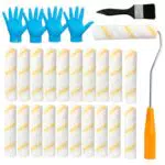 QMLING Farbroller Set Malerrollen mit Griff, Handschuhen und Bürste für Wände