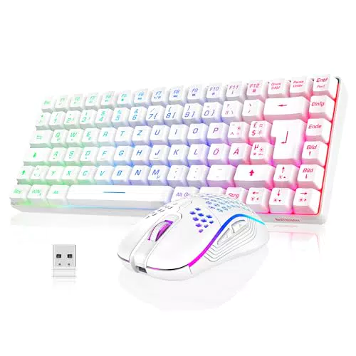 RedThunder Kabelloses Gaming Tastatur Maus Set QWERTZ DE Layout für PC Mac PS5 Xbox