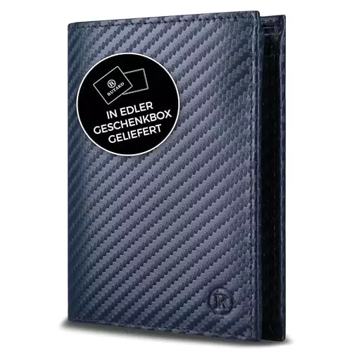 RUTAKO Leder Geldbörse Herren mit RFID Schutz und Münzfach – Portemonnaie Wallet