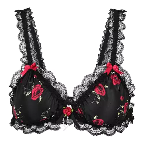 Satini Sissy Rüschen Spitze Tailliertes Satin Bralette BH Damen Lingerie