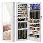 SONGMICS Schmuckschrank mit Spiegel, abschließbar, für Halsketten und Ohrringe