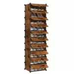 Songmics Schuhregal Steckregal Regalsystem Schuh Organizer mit Tür Kunststoff DIY