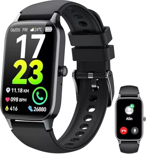 Smartwatch für Damen und Herren mit Telefonfunktion, Fitness Tracker, 110+ Sportmodi