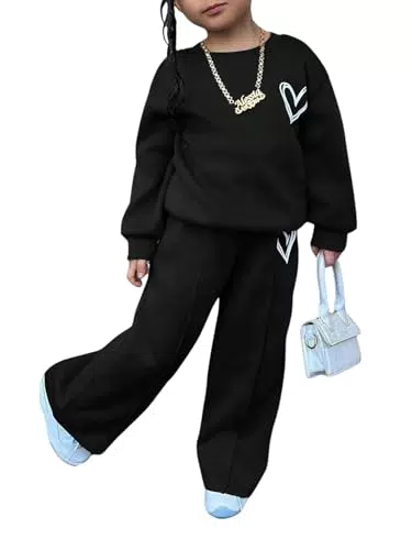SweatyRocks Zweiteiler Mädchen Bekleidungsset Pullover Und Hose Kinder Outfit