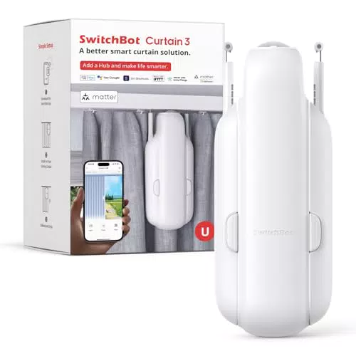 SwitchBot Curtain 3 U Rail – Smarter Vorhangöffner, Bluetooth, Alexa, Google Home