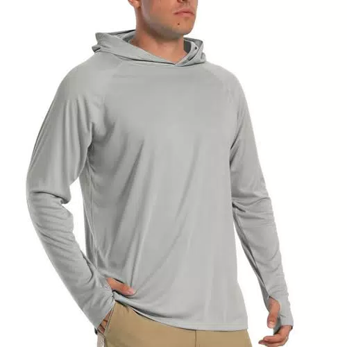TACVASEN Herren Sonnenschutz Hoodie Atmungsaktiv Langarmshirt UPF 50 Kapuze Sommer