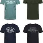 TOM TAILOR Tshirt Herren Baumwolle Regular Fit 4er Pack Set Rundhals Kurzarm Sommer Tee Shirt Logoprint 100% Baumwolle