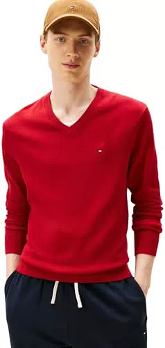 Tommy Hilfiger Herren Pullover Essential Cotton V-Ausschnitt