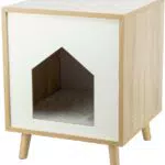 Trixie Katzenhöhle Isa Katzenhaus Indoor aus Holzoptik mit Plüschkissen